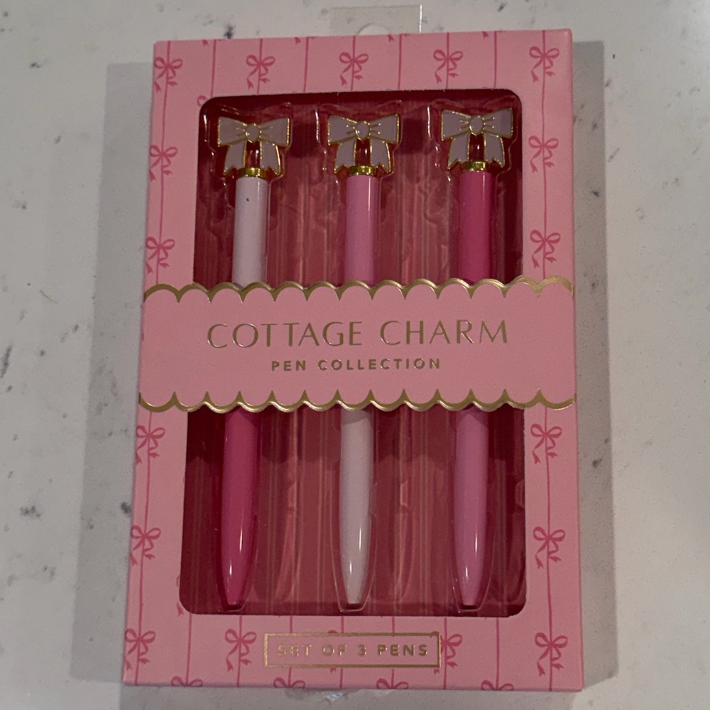 Pink Bow Pen Set - 3 Pack